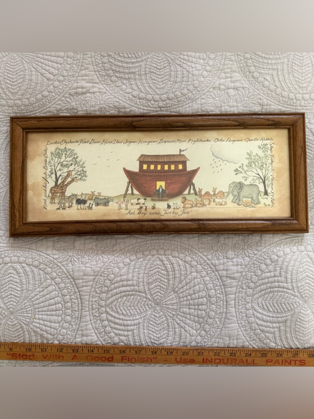 Vtg Noah’s Ark Framed Print Signed 1996 18.5” x 7.5”